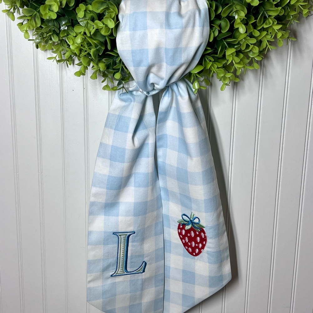 Blue and White Wreath Sash